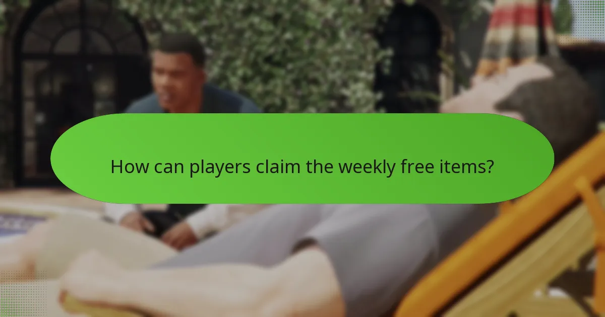 How can players claim the weekly free items?